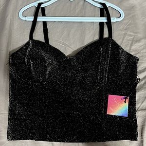 Knit top/cami/sp forever 21 PARTY COLLECTION size:small color:black/silver